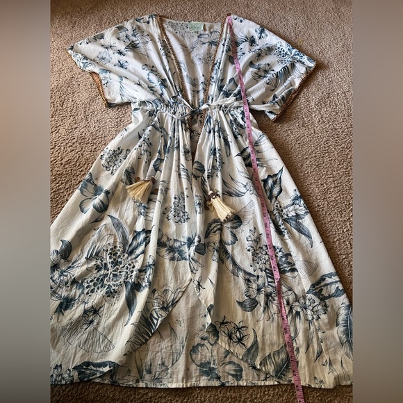 Anthropologie True Destinations Boho Floral Beach Cover Up Tassels Sz XS - Picture 9 of 10